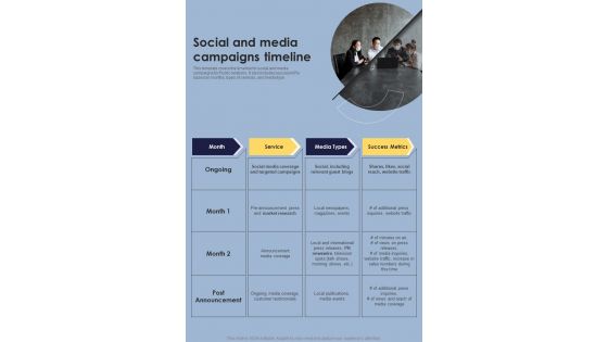 Social And Media Proposal Public Relations Promotional Services One Pager Sample Example Document