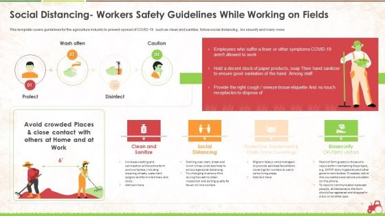 Social Distancing Workers Safety Guidelines While Working On Fields Ppt Ideas Infographic Template PDF