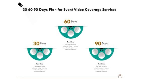 Social Gathering Movie Making 30 60 90 Days Plan For Event Video Coverage Services Template PDF