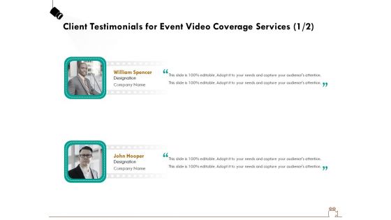 Social Gathering Movie Making Client Testimonials For Event Video Coverage Services Company Themes PDF