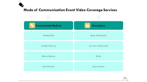 Social Gathering Movie Making Mode Of Communication Event Video Coverage Services Brochure PDF