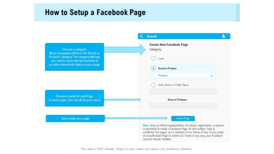 Social Media Advertisement How To Setup A Facebook Page Ppt Styles Structure PDF Social Media Advertisement How To Setup A Facebook Page Ppt Styles Structure PDF