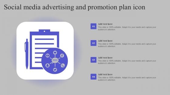 Social Media Advertising And Promotion Plan Icon Ideas PDF