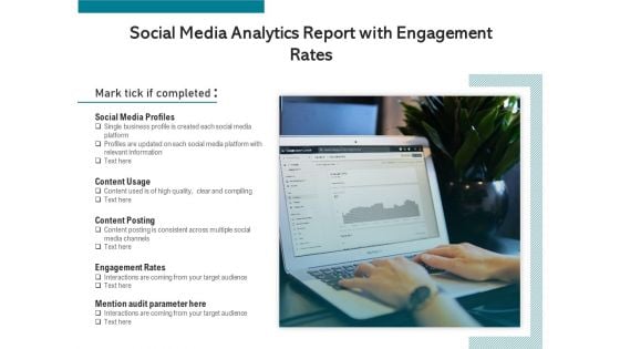 Social Media Analytics Report With Engagement Rates Ppt PowerPoint Presentation File Objects PDF