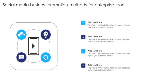 Social Media Business Promotion Methods For Enterprise Icon Ppt Model Icons PDF