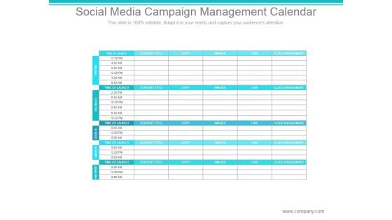 Social Media Campaign Management Calendar Slide2 Ppt PowerPoint Presentation Shapes Social Media Campaign Management Calendar Slide2 Ppt PowerPoint Presentation Shapes