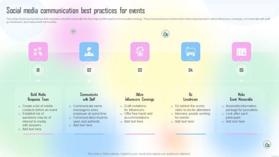 Social Media Communication Best Practices For Events Ppt Slides Pictures PDF