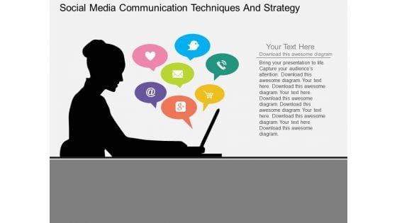 Social Media Communication Techniques And Strategy Powerpoint Template