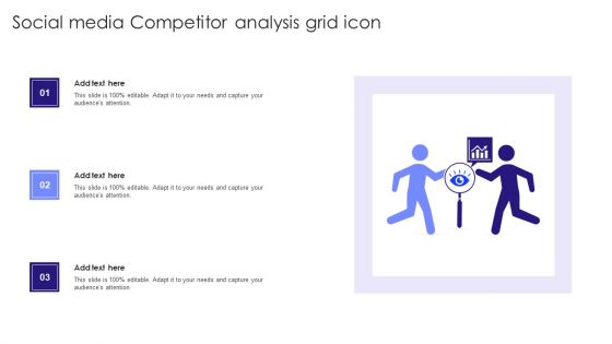 Social Media Competitor Analysis Grid Icon Professional PDF