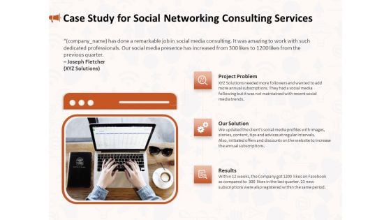 Social Media Consultancy Case Study For Social Networking Consulting Services Portrait PDF