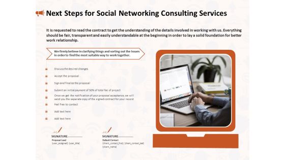 Social Media Consultancy Next Steps For Social Networking Consulting Services Sample PDF Social Media Consultancy Next Steps For Social Networking Consulting Services Sample PDF