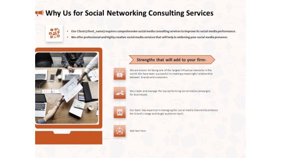 Social Media Consultancy Why Us For Social Networking Consulting Services Designs PDF