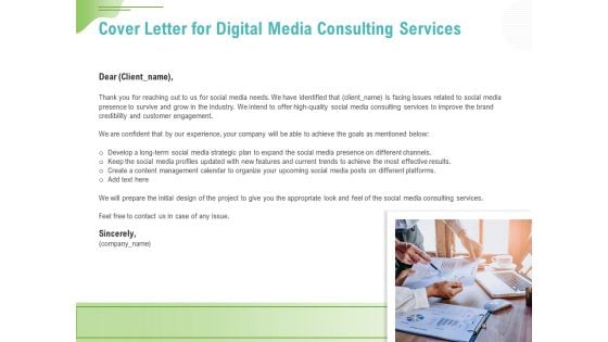 Social Media Consulting Cover Letter For Digital Media Consulting Services Ppt Styles Example Topics PDF