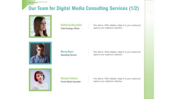 Social Media Consulting Our Team For Digital Media Consulting Services Marketing Themes PDF