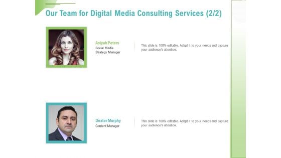 Social Media Consulting Our Team For Digital Media Consulting Services Ppt Portfolio Outfit PDF