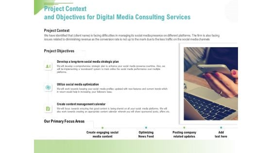 Social Media Consulting Project Context And Objectives For Digital Media Consulting Services Demonstration PDF