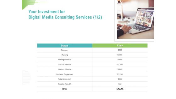 Social Media Consulting Your Investment For Digital Media Consulting Services Planning Professional PDF
