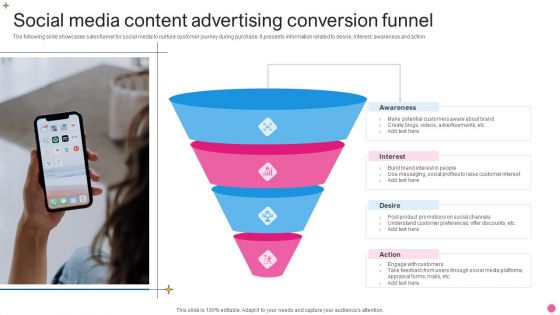 Social Media Content Advertising Conversion Funnel Template PDF