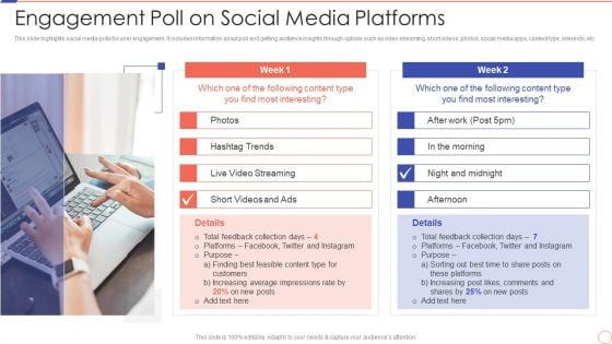 Social Media Engagement To Increase Customer Engagement Engagement Poll On Social Media Platforms Background PDF