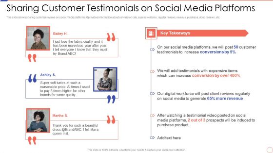 Social Media Engagement To Increase Customer Engagement Sharing Customer Testimonials On Social Media Diagrams PDF