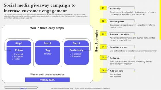 Social Media Giveaway Campaign To Increase Customer Engagement Rules PDF