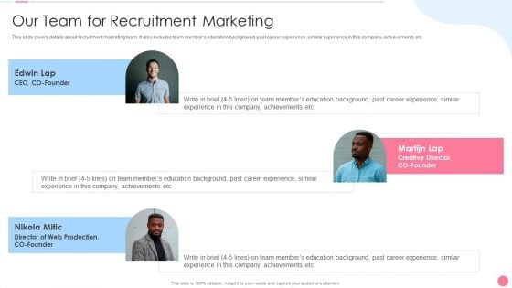 Social Media Hiring Approach Our Team For Recruitment Marketing Formats PDF