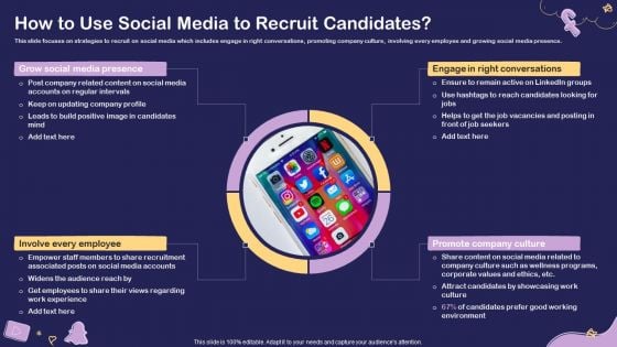 Social Media Hiring For Potential Candidate How To Use Social Media To Recruit Candidates Infographics PDF