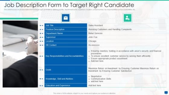 Social Media Hiring Process Optimization Job Description Form To Target Right Candidate Demonstration PDF