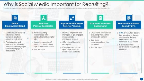 Social Media Hiring Process Optimization Why Is Social Media Important For Recruiting Mockup PDF