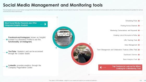 Social Media Management And Monitoring Tools Background PDF