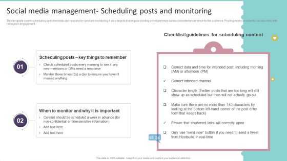 Social Media Management Scheduling Posts And Monitoring Mockup PDF