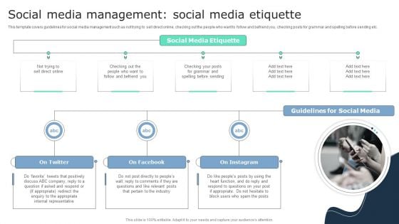 Social Media Management Social Media Etiquette Business Social Strategy Guide Formats PDF