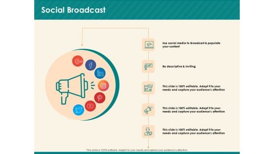 Social Media Marketing Budget Social Broadcast Ppt Icon Slide PDF