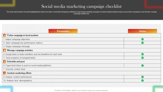 Social Media Marketing Campaign Checklist Formats PDF