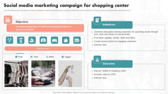 Social Media Marketing Campaign For Shopping Center Ppt PowerPoint Presentation File Pictures PDF