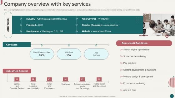 Social Media Marketing Company Profile Company Overview With Key Services Microsoft PDF