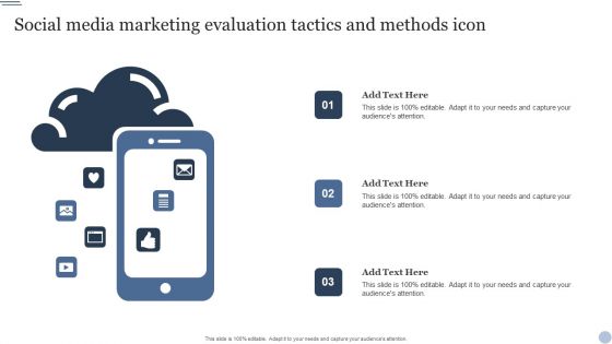 Social Media Marketing Evaluation Tactics And Methods Icon Ppt Portfolio Graphics PDF