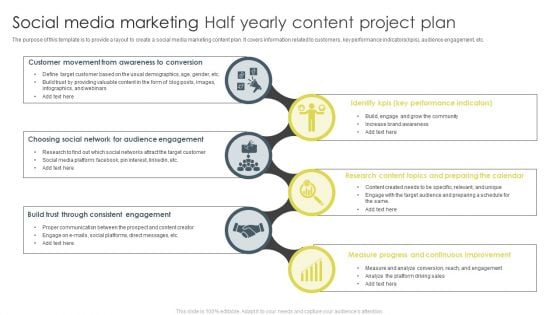 Social Media Marketing Half Yearly Content Project Plan Ppt Layouts Graphic Images PDF Social Media Marketing Half Yearly Content Project Plan Ppt Layouts Graphic Images PDF