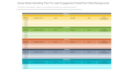 Social Media Marketing Plan For Lead Engagement Powerpoint Slide Backgrounds