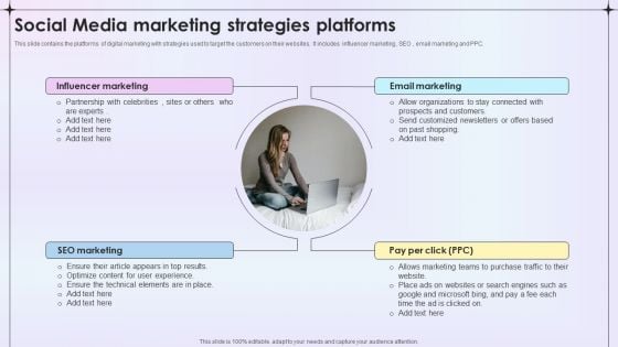 Social Media Marketing Strategies Platforms Ppt Infographic Template Model PDF