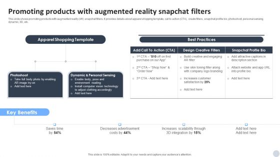 Social Media Marketing Strategies To Generate Lead Promoting Products With Augmented Reality Snapchat Filters Sample PDF