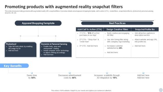 Social Media Marketing Strategies To Generate Lead Promoting Products With Augmented Reality Snapchat Filters Sample PDF Social Media Marketing Strategies To Generate Lead Promoting Products With Augmented Reality Snapchat Filters Sample PDF
