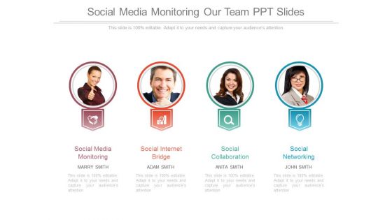 Social Media Monitoring Our Team Ppt Slides