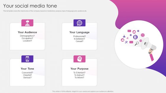 Social Media Pitch Deck For New Business Your Social Media Tone Brochure PDF