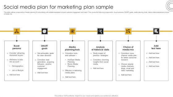 Social Media Plan For Marketing Plan Sample Designs PDF