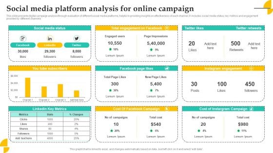 Social Media Platform Analysis For Online Campaign Summary PDF