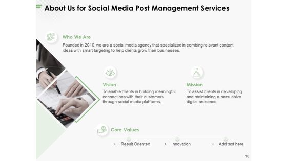 Social Media Post Management Proposal Ppt PowerPoint Presentation Complete Deck With Slides Slide18