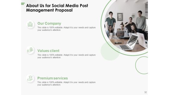 Social Media Post Management Proposal Ppt PowerPoint Presentation Complete Deck With Slides Slide32