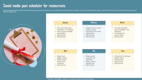 Social Media Post Scheduler For Restaurants Sample PDF Social Media Post Scheduler For Restaurants Sample PDF