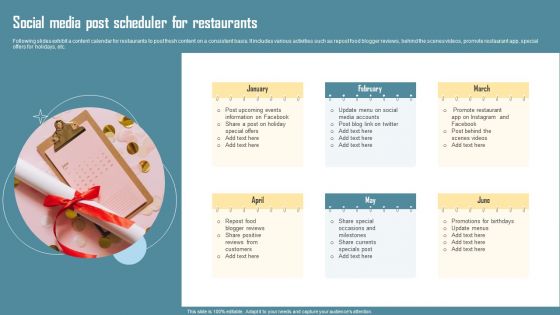 Social Media Post Scheduler For Restaurants Sample PDF